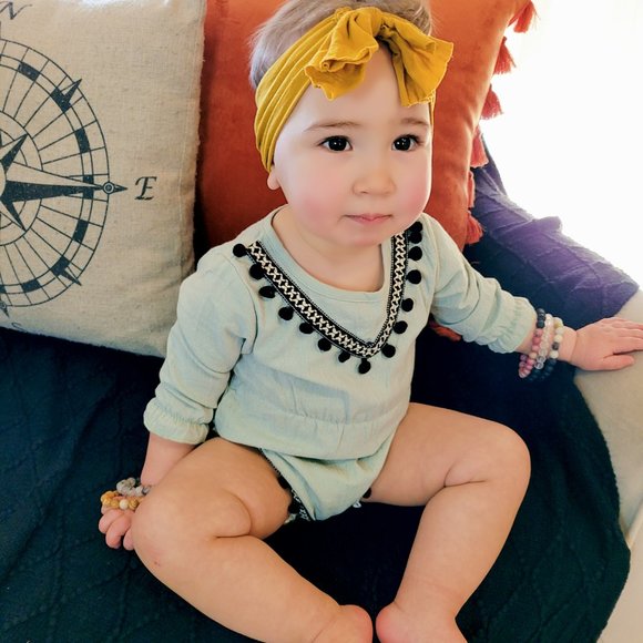 Infant Olive Linen Romper - Picture 1 of 6